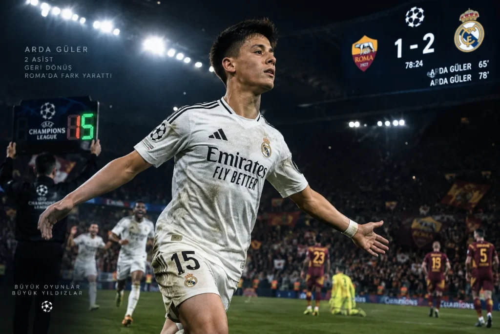 Real Madrid’in Roma Deplasmanındaki Kurtarıcısı: Arda Güler Şovu